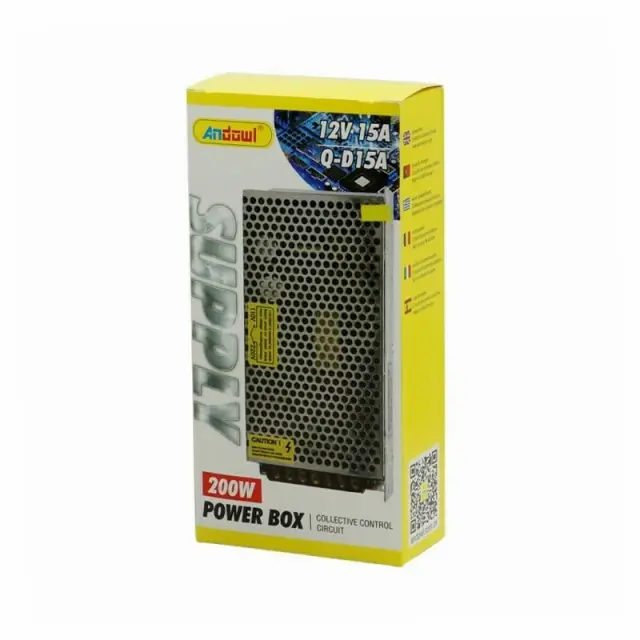 Andowl Τροφοδοτικό LED Ισχύος 200W με Τάση Εξόδου 12V Q-D15A - Power Box 0751081