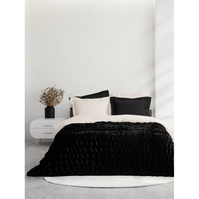 Κουβέρτα 220x240 Υπέρδιπλη 680gsm Nima Mossy 100% Πολυέστερ- Black