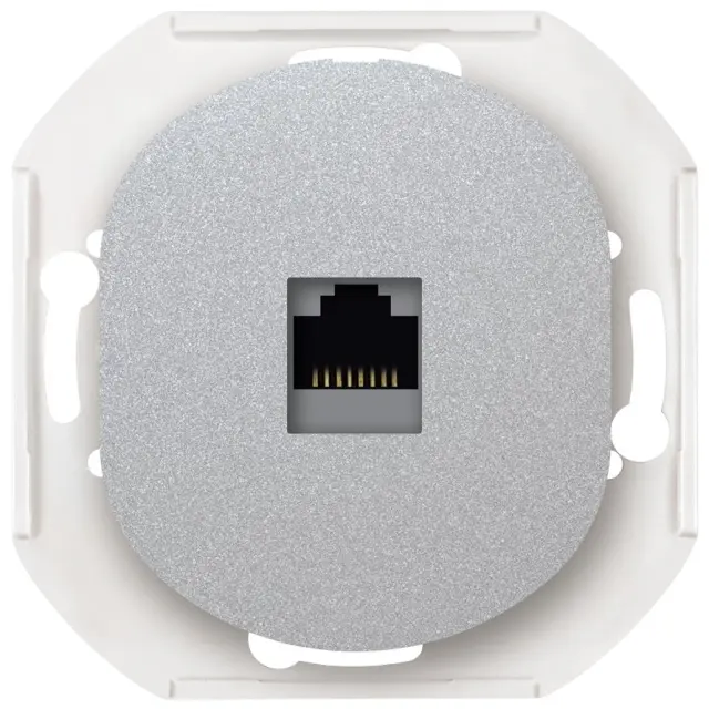 EON E616S.S Data socket without cover frame 1xRJ45 Cat 6A FTP, silver 15.005.0180