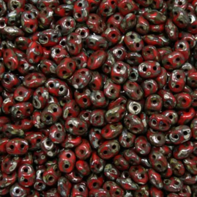 Χάντρα Superduo - Picasso Red - 2.5x5mm ~7gr
