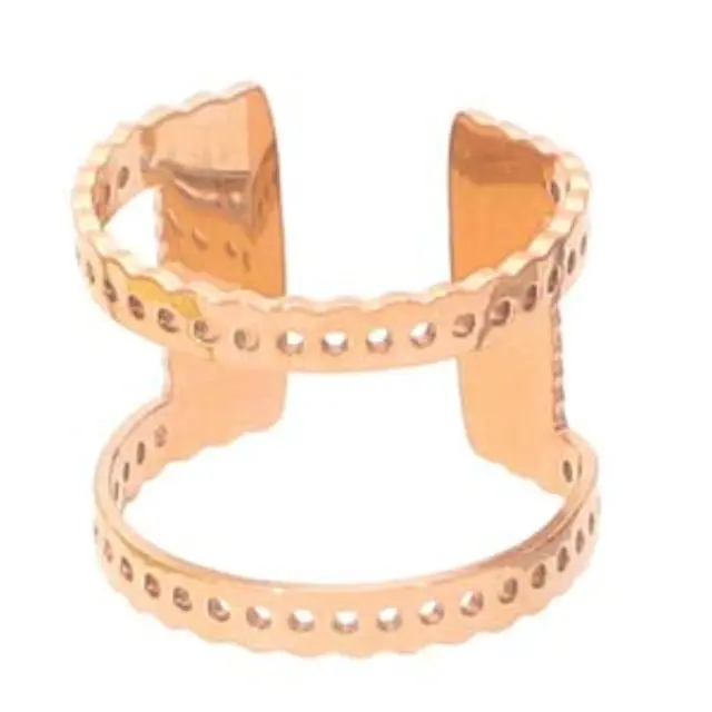 Δαχτυλίδι με Κυματιστό Τελείωμα 5.5x1.6cm - Ανοξείδωτο Ατσάλι - Rose Gold - 1τεμ