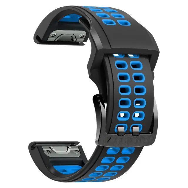 Λουράκι Σιλικόνης Bi-color Διάτρητο για Garmin Fenix 5/6/6 Pro/7/8/9 (47mm)- Blue / Black OEM
