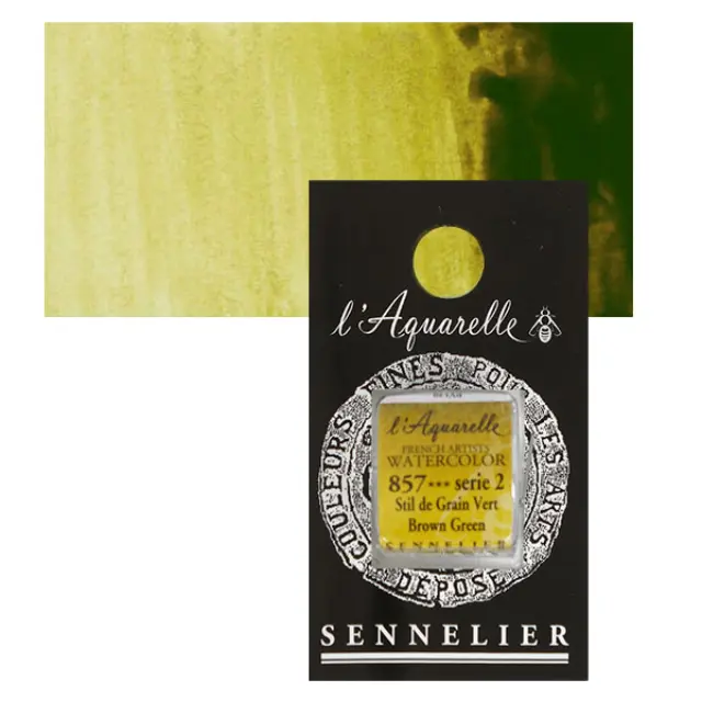 Χρώμα Ακουαρέλας Sennelier l Aquarelle Half Pan - 857 Brown Green