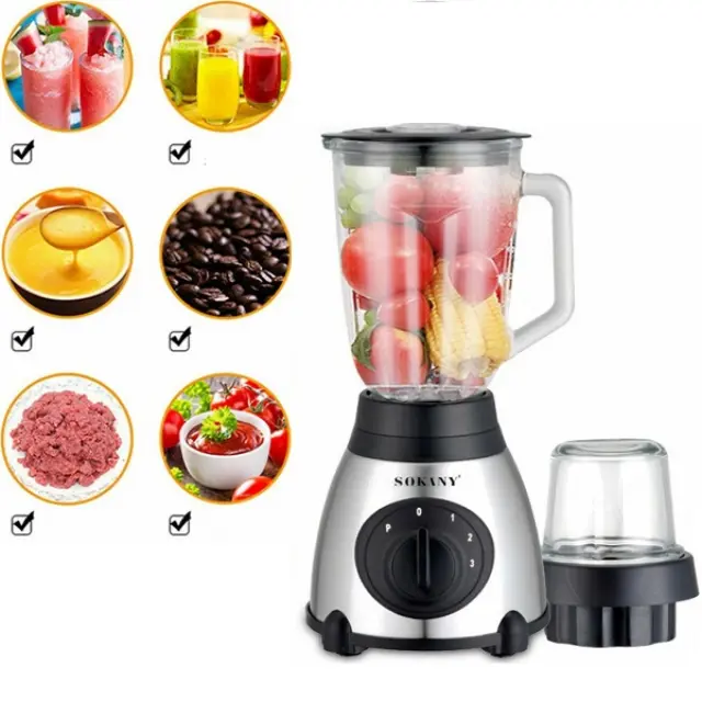 Μπλέντερ Inox SK-144 με Γυάλινη Κανάτα 1.5lt και Ισχύ 450W 2