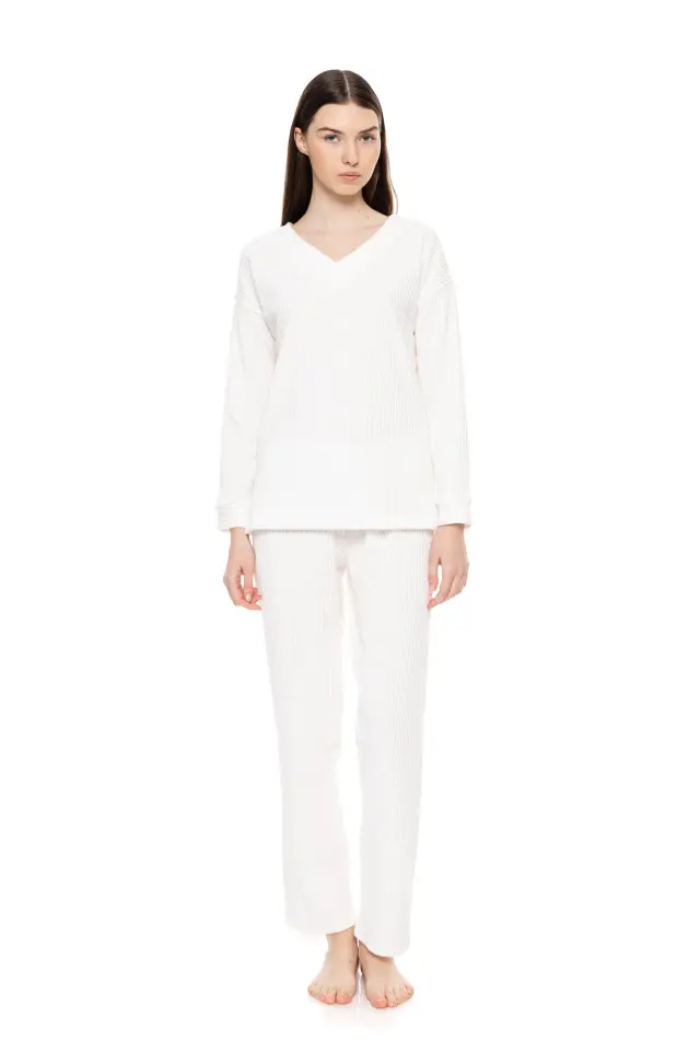W1690 - Violete - PYJAMA V VELVET STRIPE 3