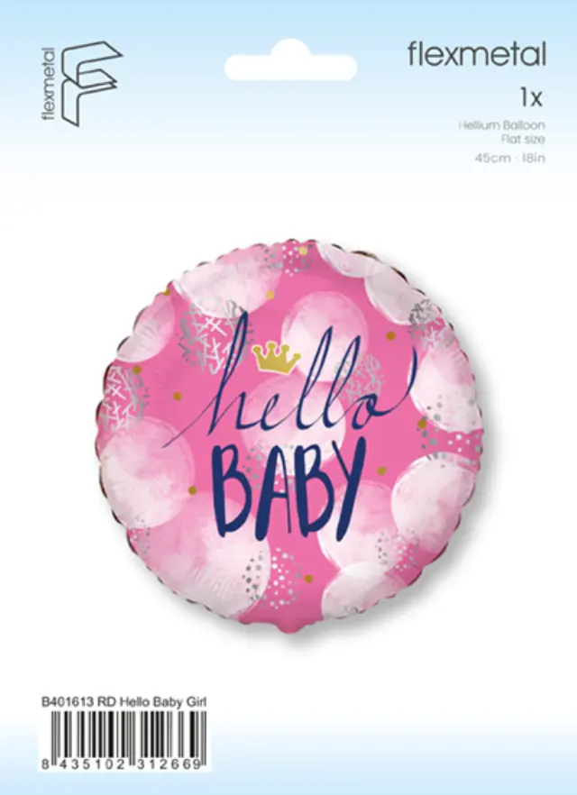 Μπαλόνι Φοιλ 18 Hello Baby Girl / 46 εκ - Συσκευασμένο