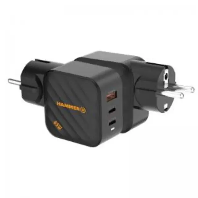 Φορτιστής Ταξιδίου Ταχείας Φόρτισης Hammer RapidCharge Duo με Τριπλή Έξοδο USB A & 2xUSB C PD 65W Μαύρο N69485 3