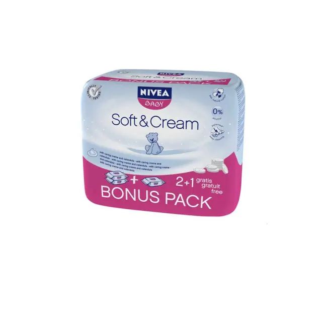 Nivea Baby Soft + Care Μωρομάντηλα 63 τεμαχίων 2+1 ΔΩΡΟ