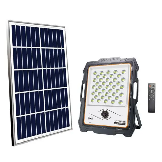 ΠΡΟΒΟΛΕΑΣ LED 100W ΗΛΙΑΚΟΣ ΜΕ ΚΑΜΕΡΑ 6500K IP65 Μαύρο