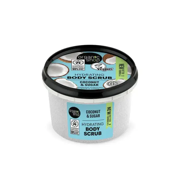 Natura Siberica Organic Shop Hydrating Body Scrub Coconut-Ενυδατικό Scrub Σώματος με Καρύδα & Ζάχαρη, 250ml