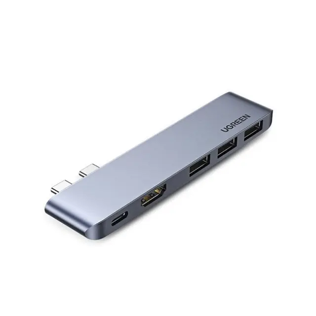 Ugreen Docking Station 2x USB-C / PD (Thunderbolt 3, 100W, 4K 60 Hz, 10 Gbps) / HDMI 4K 30 Hz / 3x USB 3.0 for MacBook Pro / Air Gray