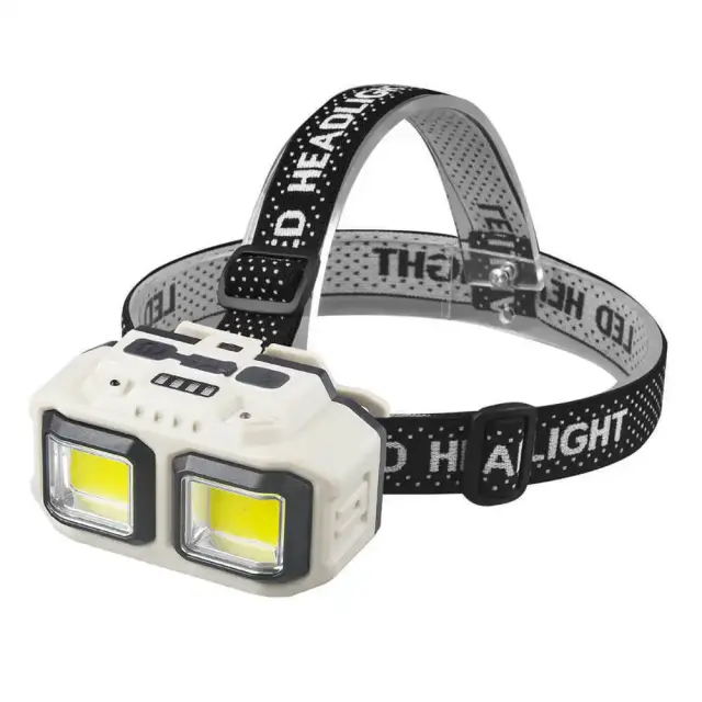 Edman LED Headlamp, Professional, USB Rechargeable, Motion Sensor, 4 Light Modes, 2 Brightness Levels, For Fishing, Hunting, Work, Battery Indicator, HX816S, Beige