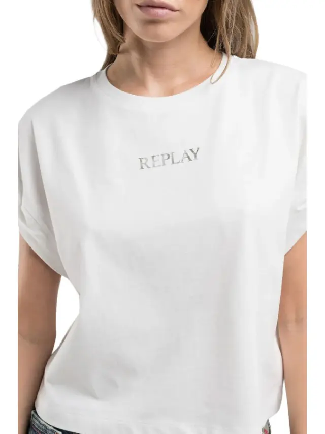 Replay Γυναικείο Crop Top Off White 3