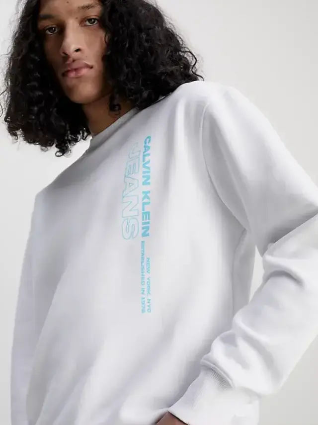 Calvin Klein - Ανδρικό Φούτερ Outline J30J323420-YAF Λευκό 2