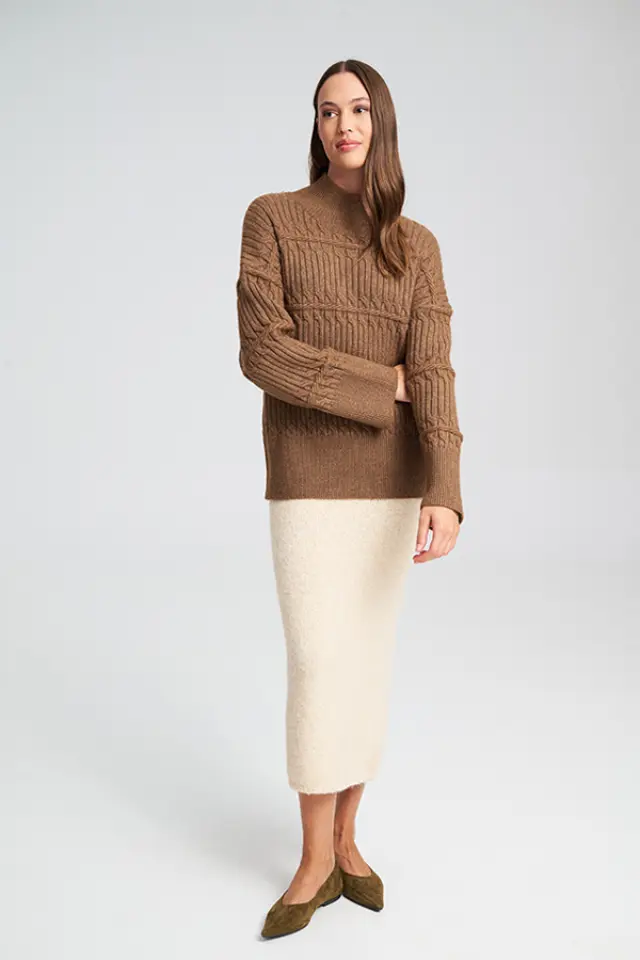 Ζεστό Πλεκτό με Πλέξη Cable OVADIA SWEATER - XS 2