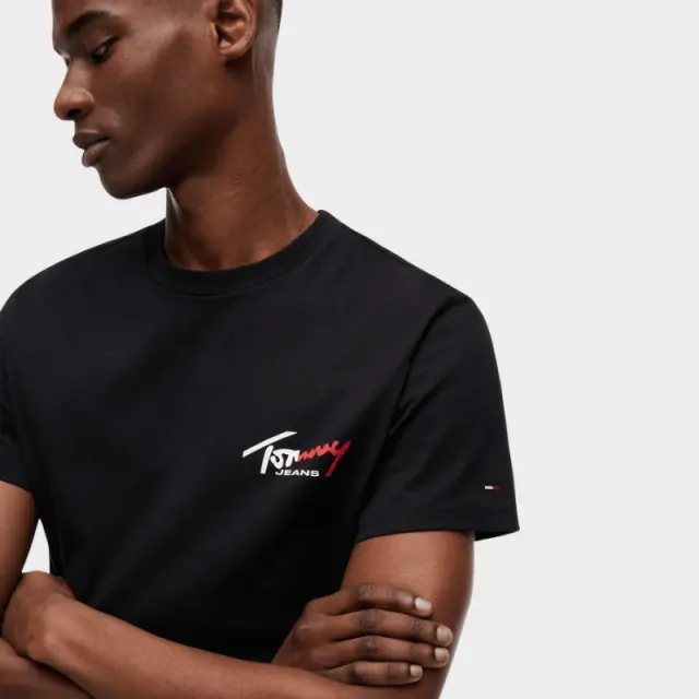 Tommy Hilfiger - Ανδρικό T-shirt Tjw Sign Slim Fit DM0DM22538-BDS Μαύρο - 2XL 2
