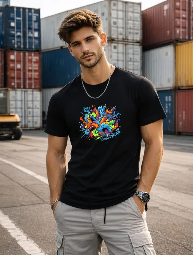 T-shirt Noshame® Μαύρο με τύπωμα - 152651 - XXL