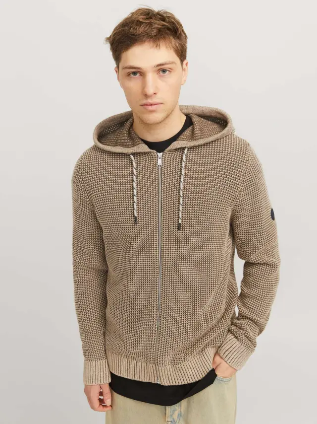 JJERIK KNIT ZIP HOOD Crockery - M 2