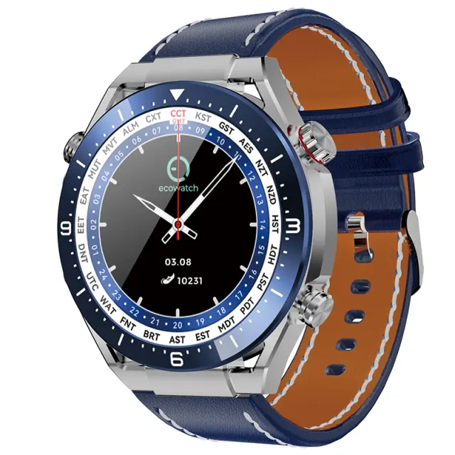 Smartwatch Maxcom Ecowatch 1 1.52” 400mAh IP67 Μπλε με Silicon PU Leather και Metal Band 2