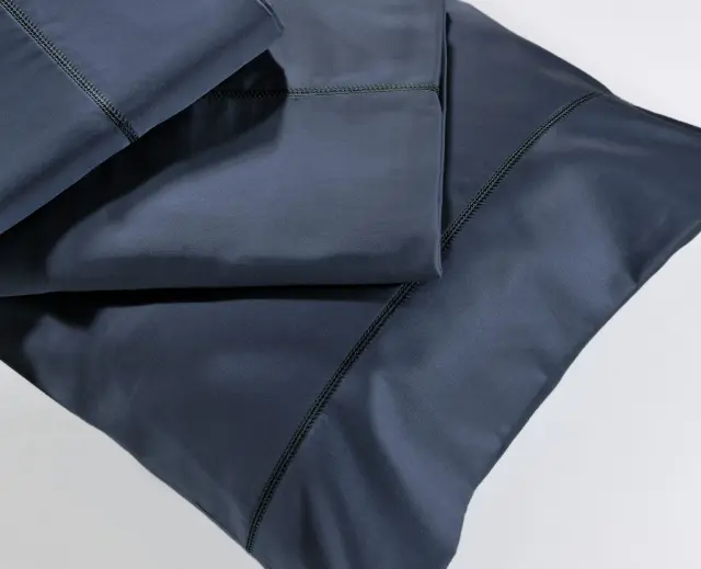 Σεντόνι βαμβακοσατέν 250TC μονόχρωμο 250/8 Navy Blue Υπέρδιπλo με λάστιχο 165x205+30