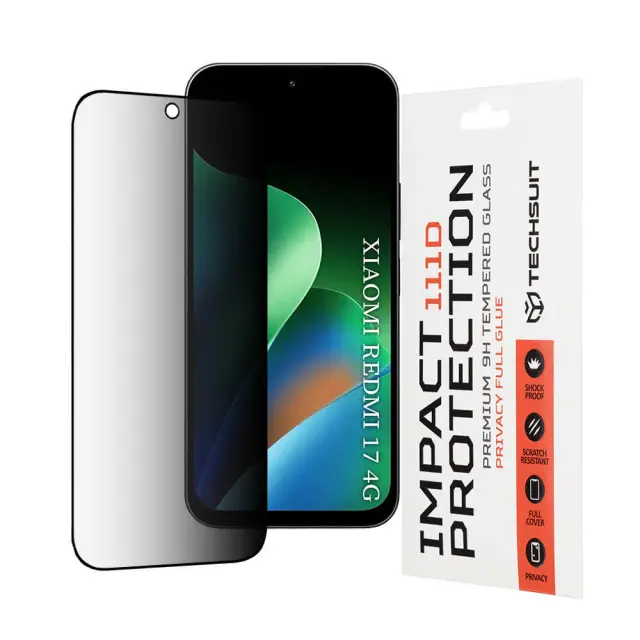 Techsuit - 111D Privacy Full Glue - Xiaomi Redmi 17 4G / 5G - Black