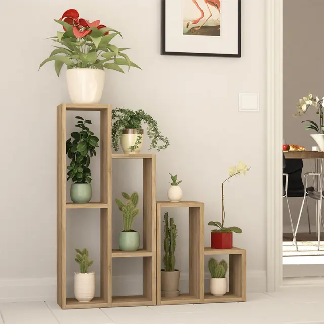 Ραφιέρα - Ανθοστήλη Sule Megapap χρώμα sapphire oak 84x20x89εκ.