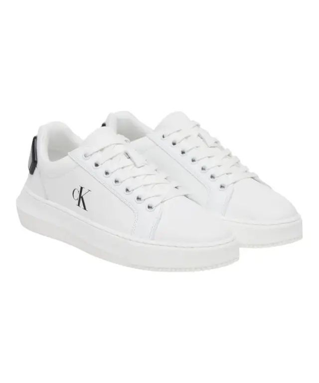 Calvin Klein - Γυναικεία Δερμάτινα Sneakers Chunky Cupsole Ru Patch Lth Wn YW0YW01846-01W Λευκό 2