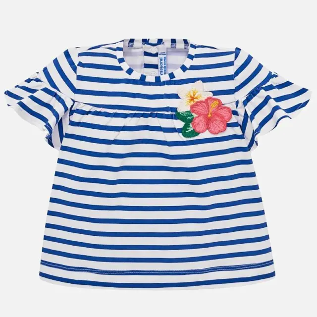 Baby 6 μηνών έως 4 ετών Μπλούζα κοντομάνικη ρίγες μπλε - 9M