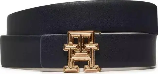 Tommy Hilfiger Γυναικεία Μεσαία Ζώνη TH Monogram Reversible Δέρμα Navy Μπλε/Γκρι 95cm