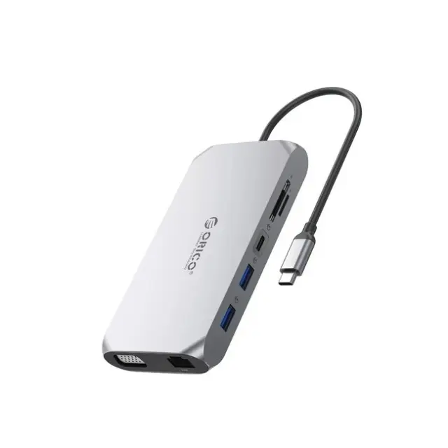 Orico Docking Station XCR 12in1 3x USB-A 3.1 1x USB-A 2.0 1x USB-C PD 100W 1x USB-C 3.1 1x HDMI 1.4 4K30Hz 1x VGA 1080p 1x SD 3.0 1x microSD 3.0 1x RJ45 Gigabit Ethernet 1x Audio CTIA 3.5mm Gray
