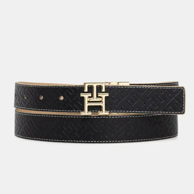 Γυναικεία Ζώνη Διπλής Όψης Tommy Hilfiger 3.0cm AW0AW18256-0GY Μπλε/Μπεζ Μπλε - 90