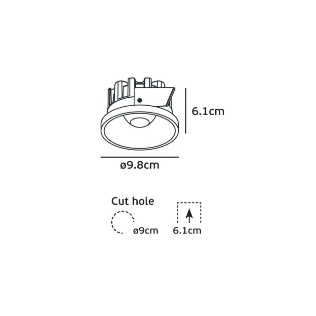 Poc 04435/W/C/98 Χωνευτό φωτιστικό οροφής led 17W 4000K IP44 ø9.8cm λευκό Άσπρο 2