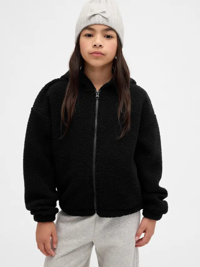 Παιδική Sherpa Relaxed Zip Ζακέτα Φούτερ True black - XS