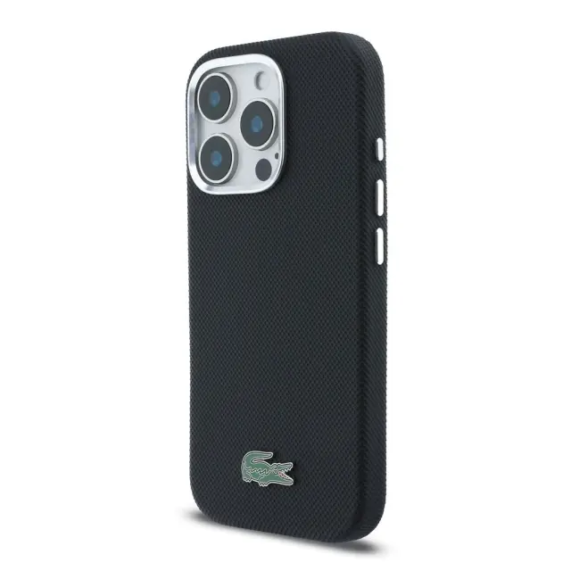 Lacoste PVC Iconic Petit Pique Metal Logo MagSafe Case for iPhone 16 Pro Black 2