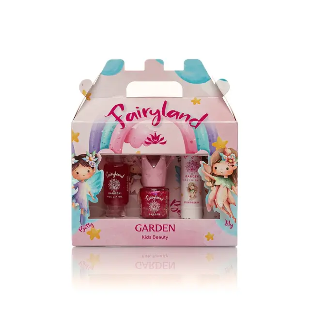 Garden Fairyland Box 1 Promo Set Nail Polish Glitter Pink Rosy 1, Lip Oil Bubble Gum Lily 3 & Lip Balm Strawberry Lily 2, 1 σετ