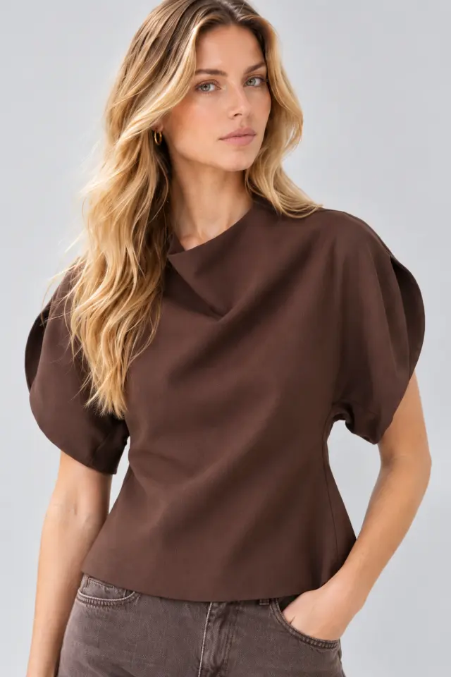 BSB BLOUSE (0156-0110013-BROWN) - 42-medium