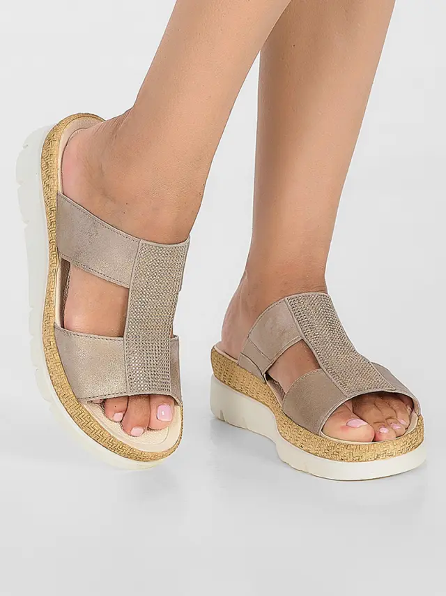 Gabor Παντόφλες Γυναικείο δέρμα Nubuck Χρυσό GAB/43721N 62-MUSCHEL/VIS 2