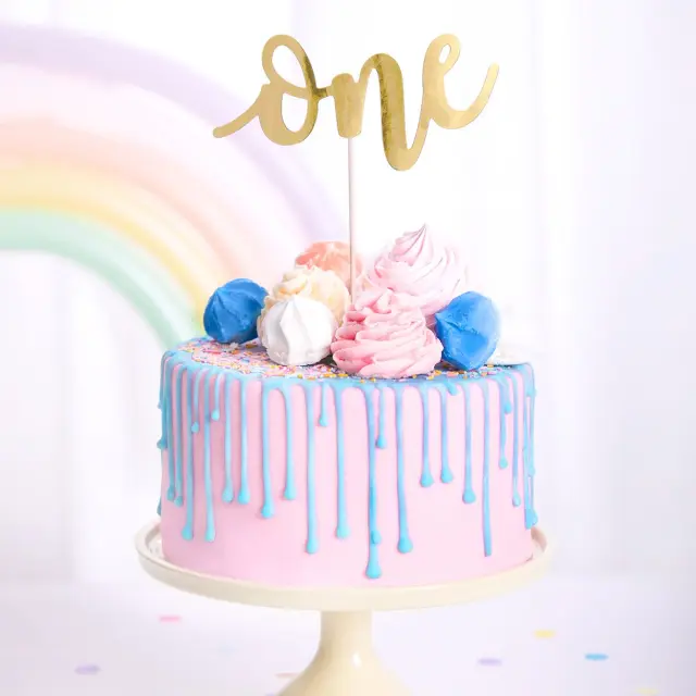 PartyDeco Cake Topper - One - Χρυσό 2