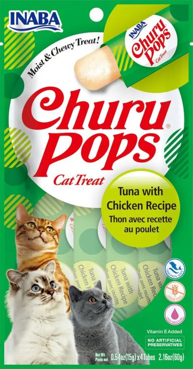 INABA Churu Pops Tuna with chicken - cat treats - 4x15 g