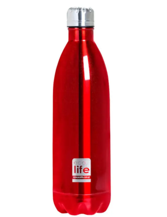 Lifegreen Ανακυκλώσιμο Μπουκάλι Θερμός Ανοξείδωτο BPA Free 1lt Red Metallic 33-BO-3036