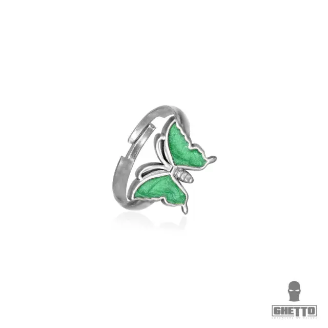 Ghetto Butterfly Shaped Adjustable Ring Green
