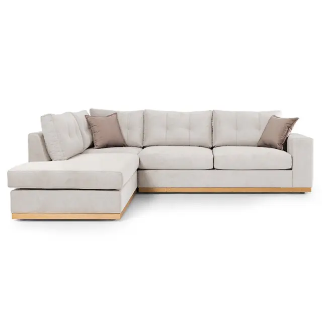 Γωνιακός καναπές δεξιά γωνία Boston pakoworld ύφασμα cream-mocha 280x225x90εκ 2