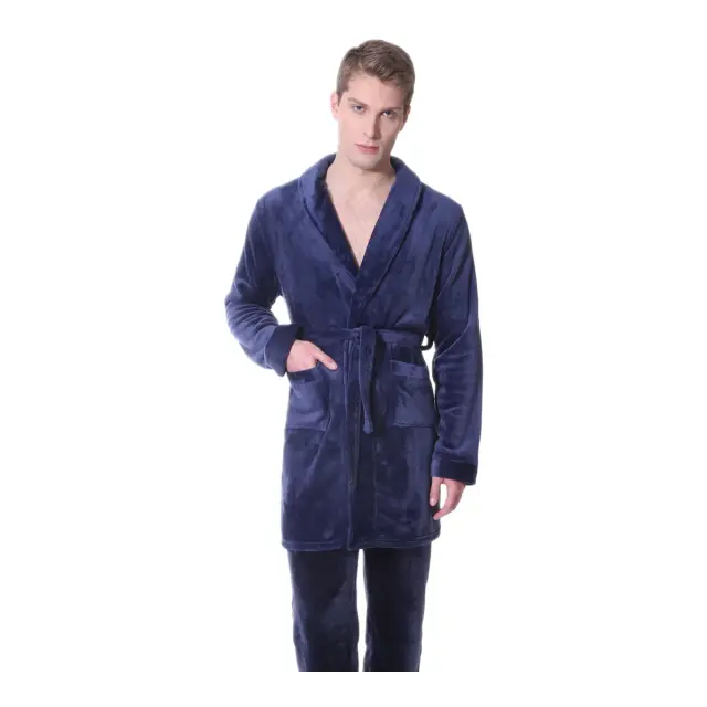 Mario Uomo Ανδρική Ρόμπα Fleece, Χρώμα Σκούρο Μπλε