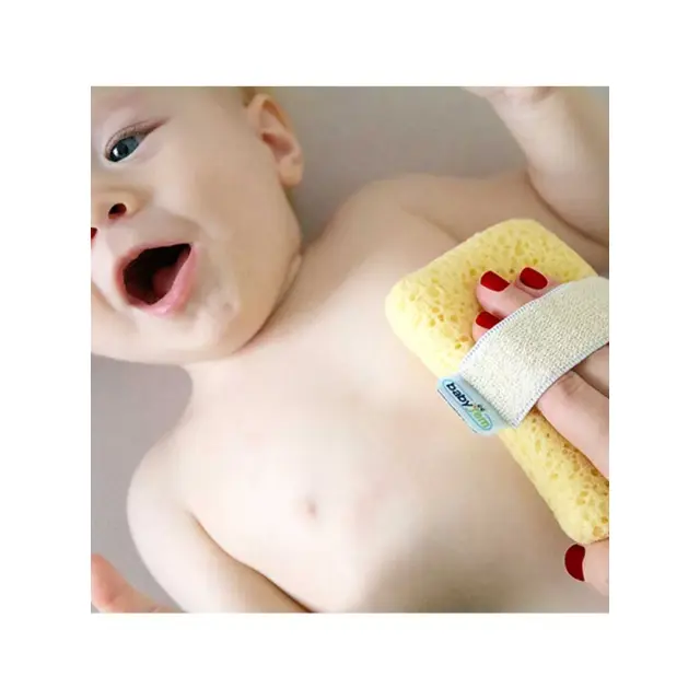 BabyJem Σφουγγάρι Μπάνιου με Λαβή και Θήκη Σαπουνιού Yellow 3