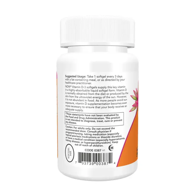 Now Foods Vitamin D-3 10,000 IU 30 Softgels 3