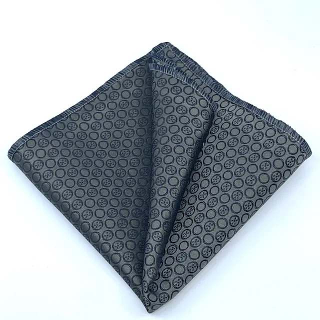 Γραβάτα Microfiber σε Γκρι Μοτίβο Σετ με Μαντηλάκι 3