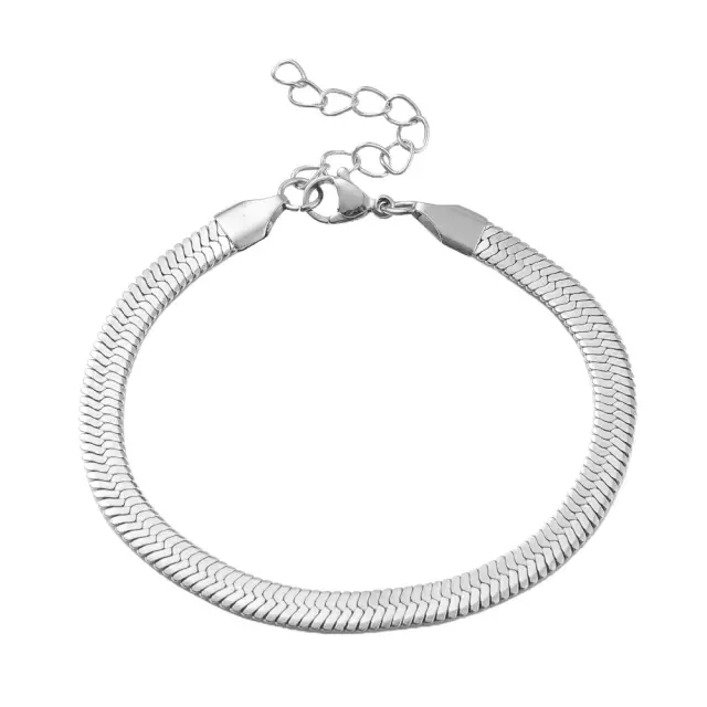 Αλυσίδα Βραχιόλι Herringbone 18cm Έτοιμο Με Κούμπωμα Καβουράκι - Ανοξείδωτο Ατσάλι 304 - 1τεμ