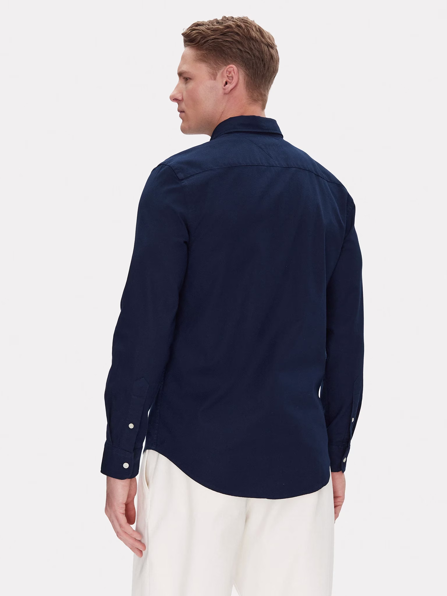 Tommy Hilfiger Μακρυμάνικo Βαμβακερό Πουκάμισο σε Στενή Γραμμή Carbon Navy Tommy Hilfiger Μπλε Σκούρο 3