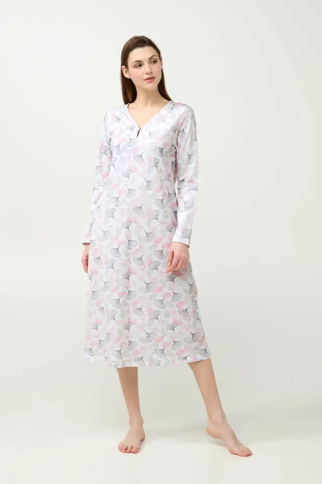 Χειμερινό Βαμβακερό Φούτερ Νυχτικό Vamp 23294 GRAY SILVER - L