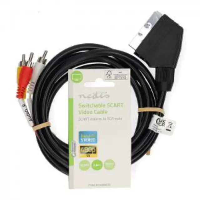 Καλώδιο SCART αρσ. - 3x RCA αρσ. με διακόπτη (in/out), 2.00m. 3